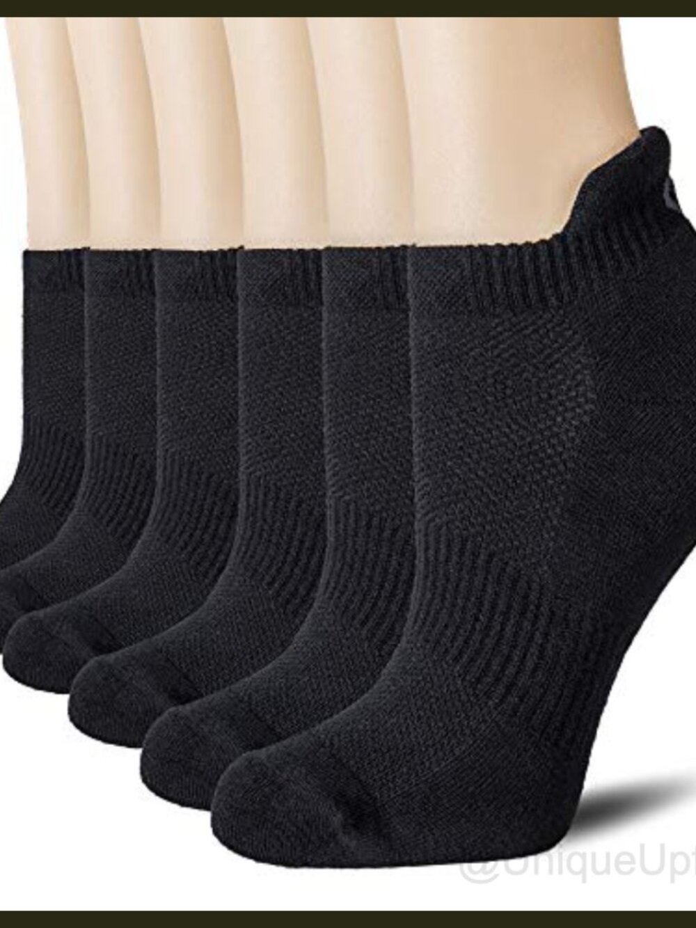 Combed Cotton Ankle Athletic Running Socks 6 Pairs Cushioned Arch Support